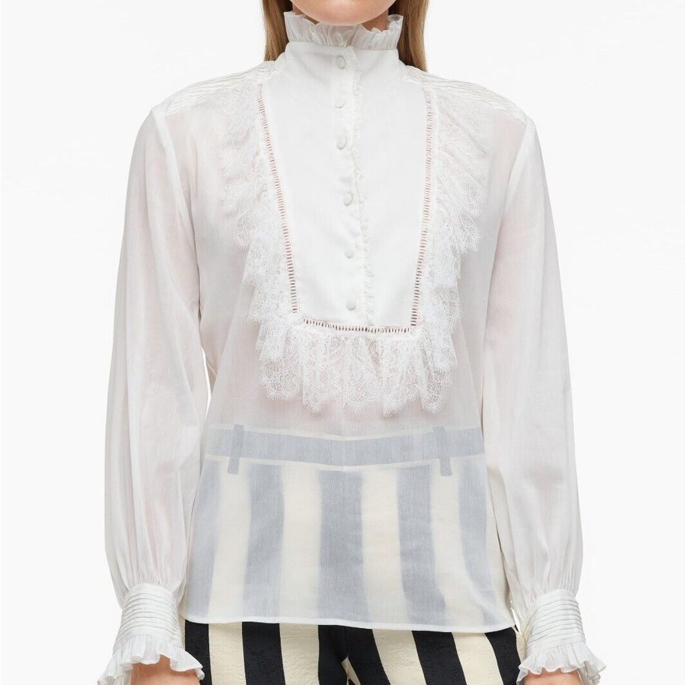ZARA CONTRAST YOKE BLOUSE WITH DECORATIVE FRONT - LIMITED EDITION SZ S 2674/602 - Picture 1 of 11